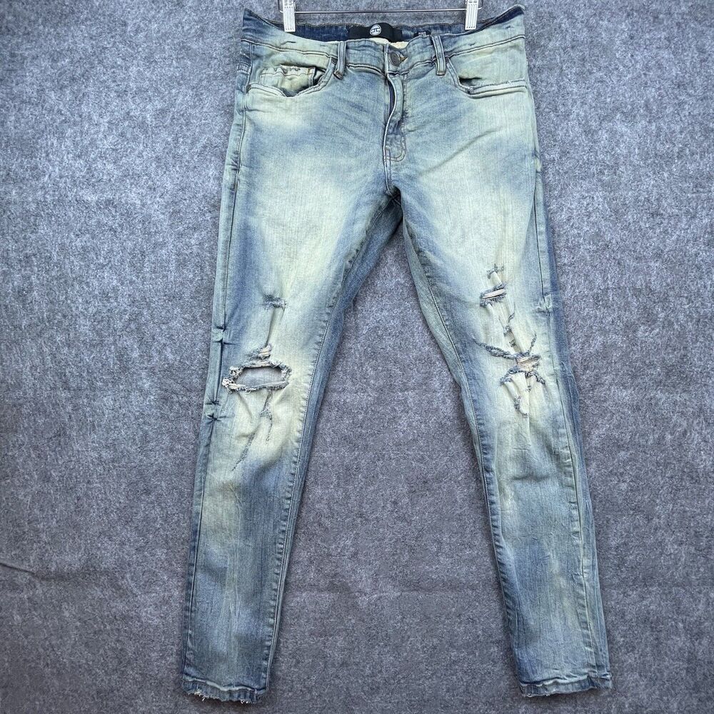 Jordan Craig Jeans Mens 34/32 Ross Grunge Ripped Thrashed Distressed Moto Street